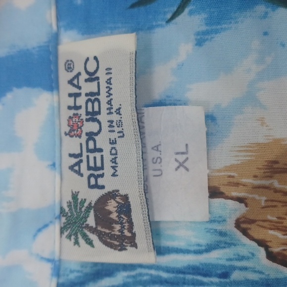 Aloha Republic Hawaiian Short Sleeve Button Down Shirt Made USA SZ XL Vintage - Picture 6 of 10